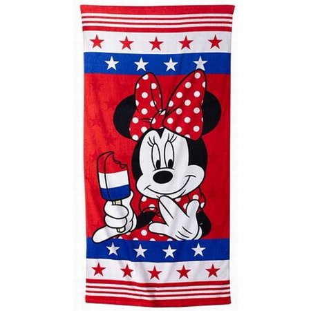 UPC 617561166450 product image for Disney Minnie Mouse Red White & Blue Cotton Beach Towel & Tote Bag Set | upcitemdb.com