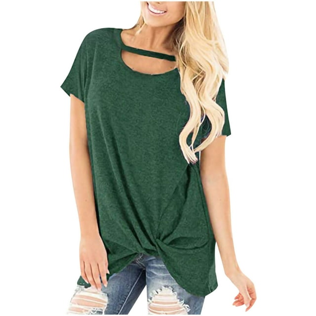 Pompotops T-Shirt à Col Rond et à Manches Courtes pour Femme