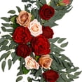 thumbnail image 3 of perfeclan 2 Pieces Artificial Floral Swag Backdrop Welcome Sign Decor Centerpiece Garland Wedding Arch Wreath for Window Home Farmhouse Red, 3 of 9