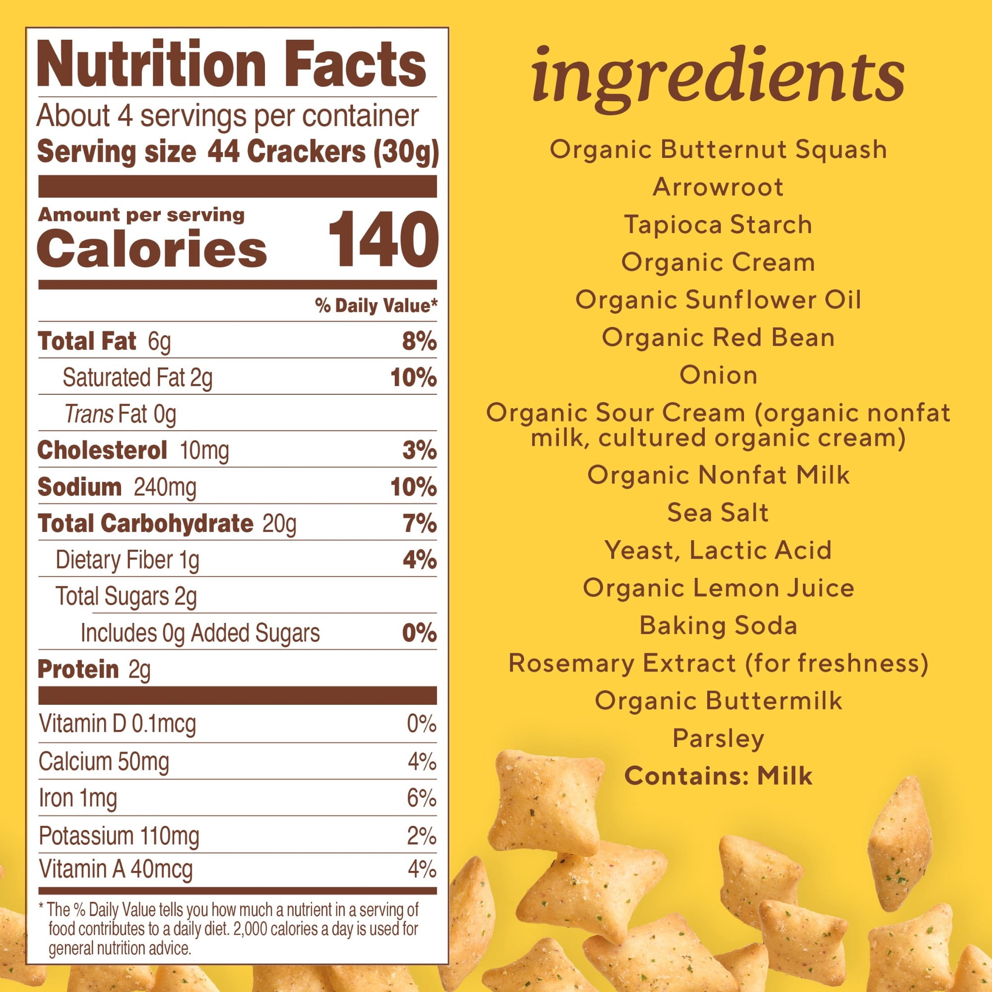 (6 pack) Simple Mills Pop Mmms Sour Cream and Onion Baked Snack Crackers, 4 oz