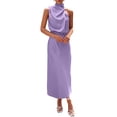 thumbnail image 1 of Vestido PRETTYGARDEN Satén Sin Mangas Cuello Simulado Morado XL, 1 of 8