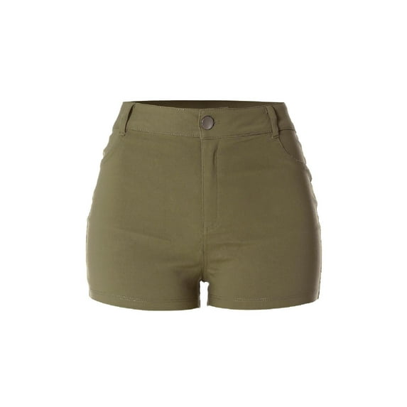 Made by Olivia Women's Solid Cuffed Hem Mid Rise Shorts with Back Pockets and Side Fake Pockets