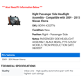 thumbnail image 2 of Right Passenger Side Headlight Assembly - Compatible with 2009 - 2015 Nissan Xterra 2010 2011 2012 2013 2014, 2 of 2