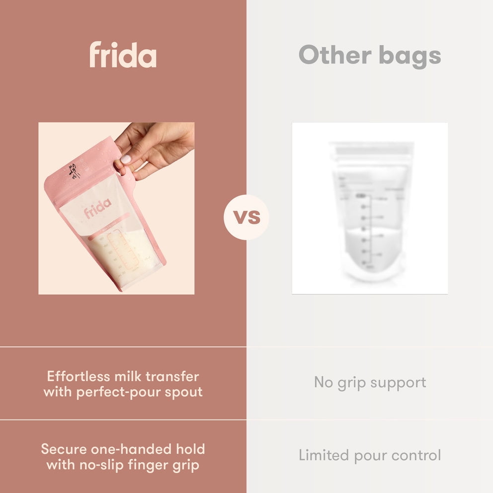 Frida Breastmilk Storage Bags, 50ct Standard Freeze & Thaw Milk Bags
