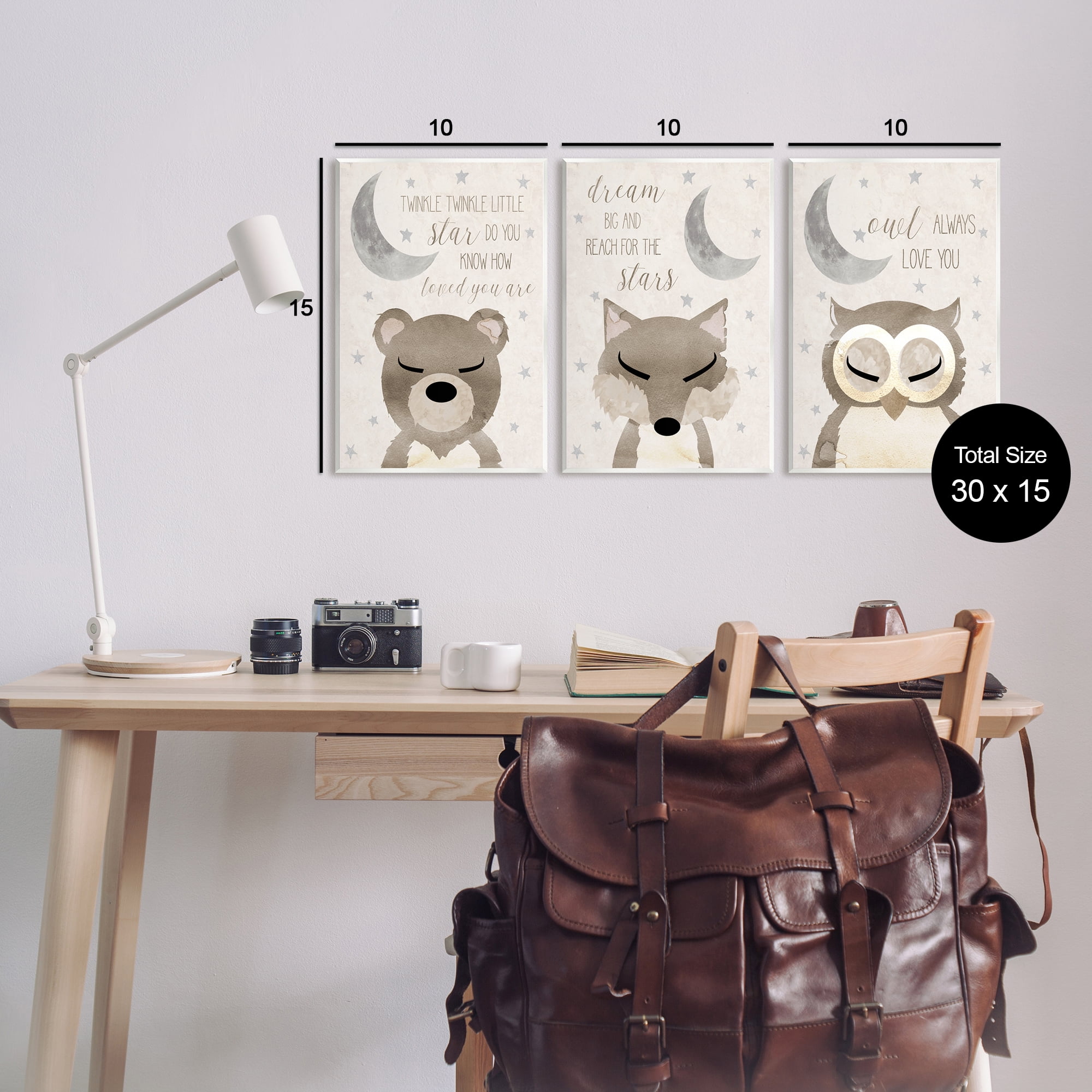 Stupell Industries Nighttime Animals & Lullabies Animals & Insects Painting Unframed Art Print Wall Art, 10 x 15, Set of 3