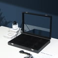 thumbnail image 5 of Coward Jewelry Organizer Box, Black Velvet 12 Grids Bracelet Bangle Necklace Jewelry Display Tray Case with Transparent Glass Lid for Home Drawer Desk or Store Selling Show, 5 of 7
