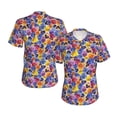 thumbnail image 5 of Wukai The Garden Tricolor Pansy Flower Classic V-Neck T-Shirt for Women: Comfortable, Stylish, and Versatile Wardrobe Essential-Small, 5 of 7