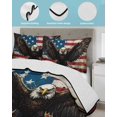 thumbnail image 3 of Quilts Queen Size Bedding Set, Eagle American Flag Reversible Summer Quilt 3 Pieces, Independence Day Retro USA Flag Lightweight Bedspreads Coverlets with 2 Pillow Shams for All Seasons, 3 of 5