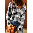 thumbnail image 3 of ABPHQTO Camisa abotonada de manga larga con estampado a cuadros para mujer, 3 of 5