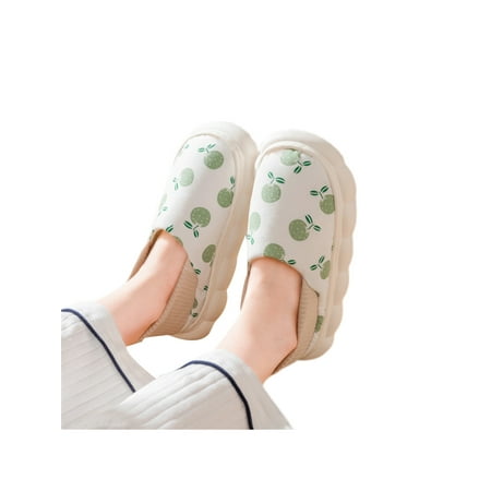 

Woobling Ladies Light Weight Home Shoes Closed Toe Loafer Slippers Bedroom Floral Mother Shoe Apple Green [Upgrade Thick Bottom] 8.5-9