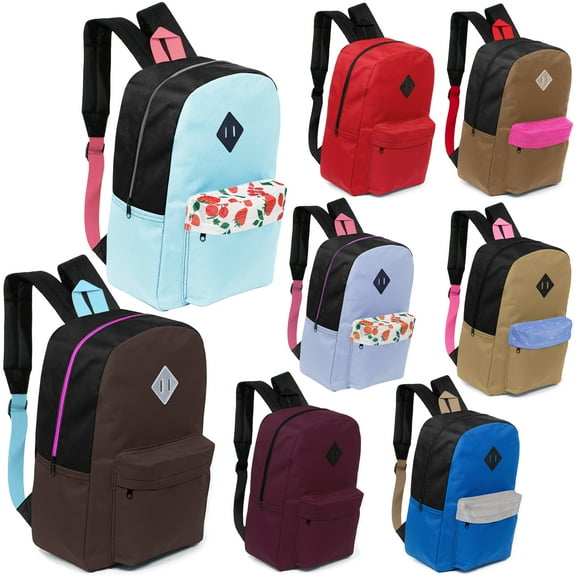 Moda West 17" Kids Padded Back Backpack Bulk Case of 24 – Assorted Colors, Perfect for Schools, Charities, and Emergency Kits