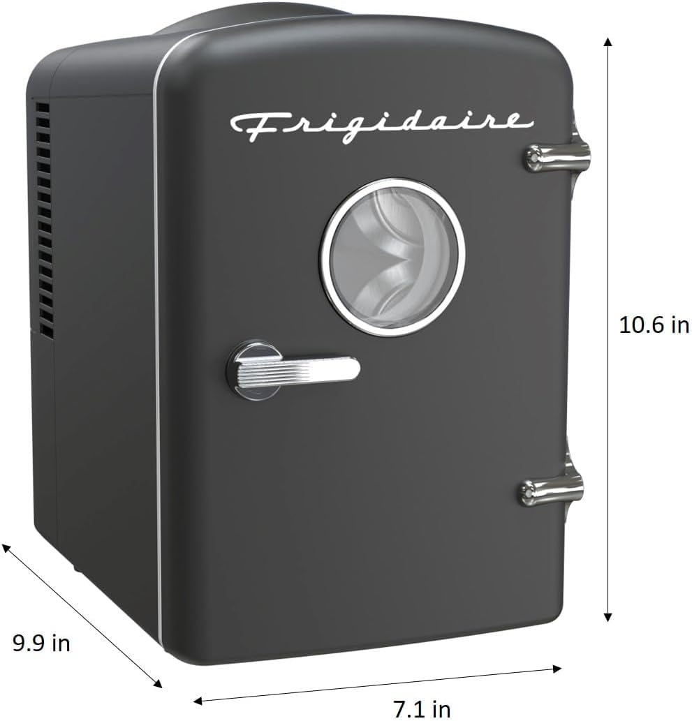 Restored Frigidaire 6 Can/4L Mini Personal Retro Fridge Cooler EFMIS229-BLACK
