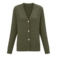thumbnail image 7 of Oiangi Women's Cardigan Sweaters Long Sleeve Button Down Knit Cardigan Open Front Jumper Tops for Winter Warmth Green 2XL, 7 of 7