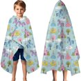 thumbnail image 3 of Fairy Tale Princess Castle Pattern Hooded Bath Towel，60"x35" for Ages 3 To 12 Kids, Quick Dry Lightweight Soft Microfiber Hood Beach Towel Cover Up for Kids, 3 of 7