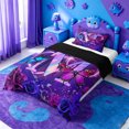 thumbnail image 2 of meiyoeat 3D Cartoon Neon Monogrammed M Twin Comforter SetsVintage Botanical Flower Bedding Set For Girl,Black Reversible,2-Piece,1 Comforter and 1 Pillowcase, 2 of 7