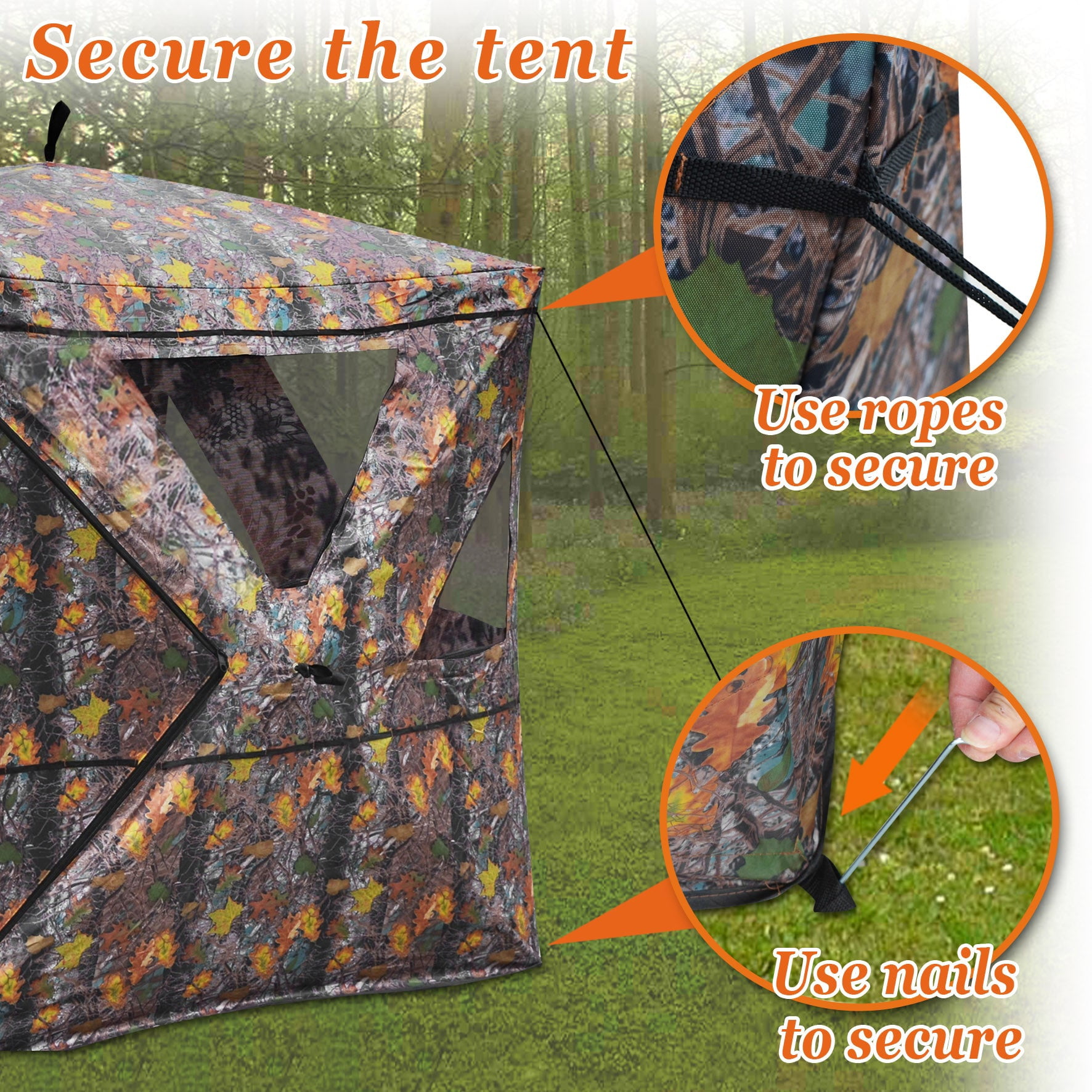 SUNNYOUTDOOR 2-3 Person Camouflage Hunting Blind Ground Archery Portable Pop Up Hunting Tent