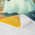 thumbnail image 5 of Erosebridal Kawaii Umbrella Ghost Quilt Full, Happy Halloween Full Bedspread Sets for Boys Girls, Teal Orange White, 3pcs 1 Coverlet and 2 Pillowcases, 5 of 7