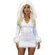 thumbnail image 3 of Falda de felpa Sexy para mujer, vestido de Navidad, dobladillo de felpa, empalme frenilum, Color sólido, cuello en V, falda con capucha, Vestidos blancos femeninos, 3 of 5