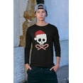 thumbnail image 3 of Old Glory Mens Skull And Cross Candy Canes Santa Long Sleeve T Shirt, 3 of 5