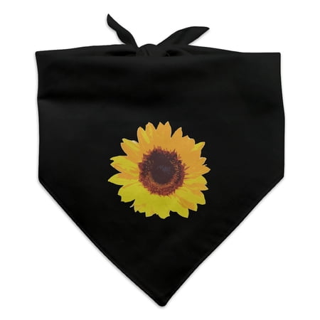Sunflower Drawing on Blue Background Dog Pet Bandana