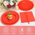 thumbnail image 4 of 125 Pcs Red Party Supplies Set Include Paper Plates Cups Napkins Plastic Knives for 25 Guests Disposable Party Dinnerware for Birthday Wedding Family Picnic, 4 of 6