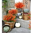 thumbnail image 3 of Faux Fall Flowers for Outside,Artificial Plants Outdoor, UV Resistant Faux Monkey Grass Greenery Stems Faux Plastic Flowers Shrubs for Home Weddings Garden Porch Front Patio Office Decor(Orange), 3 of 4
