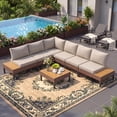 thumbnail image 4 of Poteban 7-piece Outdoor Patio Furniture Set with Modular Sofa, Outdoor Patio Sectional Set,L-Shaped Sectional Sofa Couch with Coffee Table for Backyard,Lawn,Garden,Khaki, 4 of 10