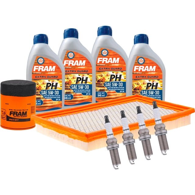 Kit De Afinación Con Aceite 5W30 Mineral, Bujías Cobre, Filtro De Aire Y Filtro De Aceite 10 Piezas Compatible con Nissan Sentra L4 2.5L DE 2002 A 2006