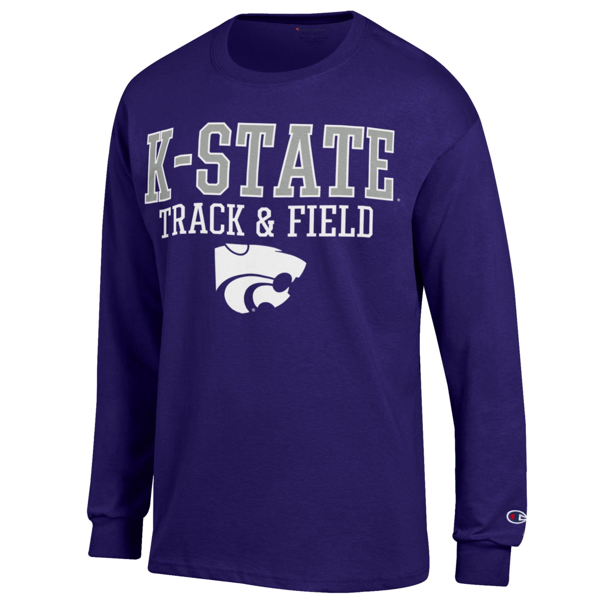 Men's Champion  Purple Kansas State Wildcats Track & Field Stack Long Sleeve T-Shirt