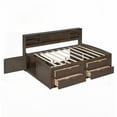 thumbnail image 6 of Full Size Wood Daybed with 2 Bedside Cabinets, 4 Drawers & Upper Shelves - Antique Brown for Bedroom, 6 of 19