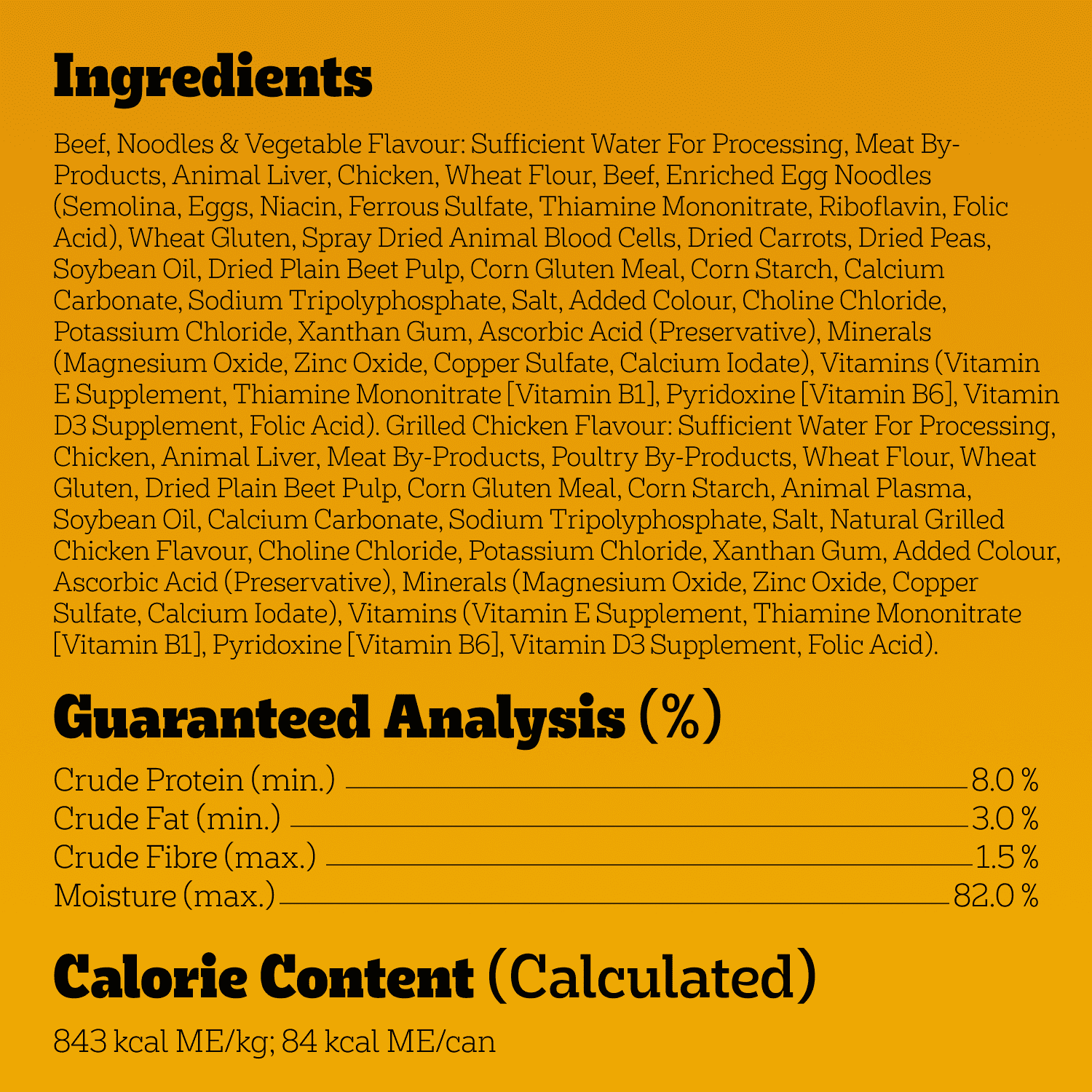 Nourriture humide pour chiens adultes PEDIGREE COUPES DE CHOIX AU JUS saveur de bœuf, nouilles et légumes et saveur de poulet grillé en format variété