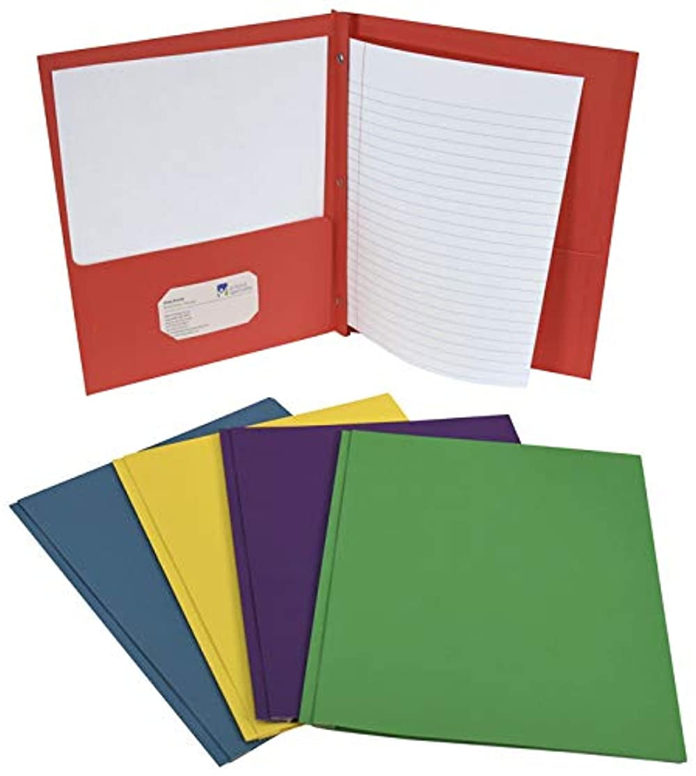 School Smart Heavy Duty Leatherette-Pocket Folder, 9.5" x 11.75", Pack of 25