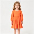 thumbnail image 6 of mgoYE Girl Long Sleeve Dress Tiered Ruffle Swing Tunic Shirt Dress, 6 of 9