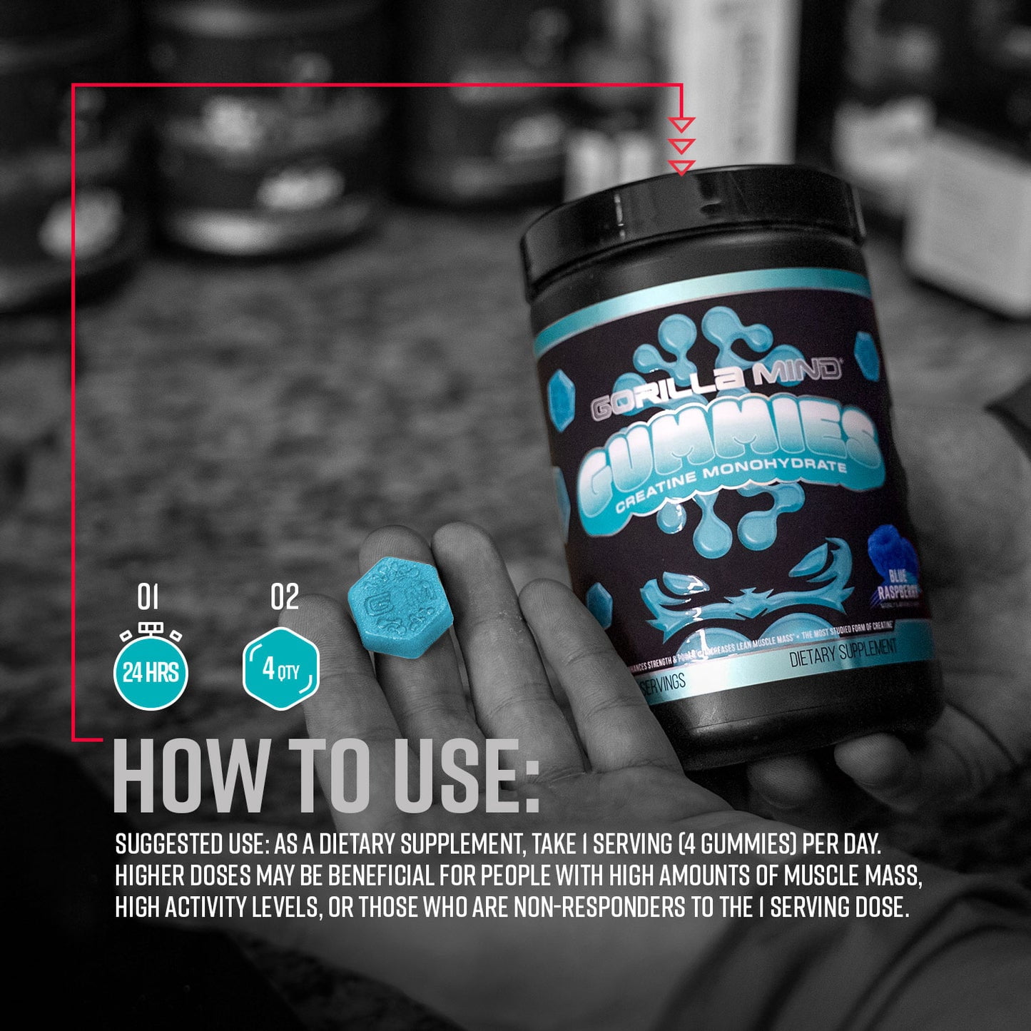 Gorilla Mind Creatine Gummies, 5g Creapure® Creatine Monohydrate Gorilla Mind Creatine Gummies, 5g Creapure® Creatine Monohydrate