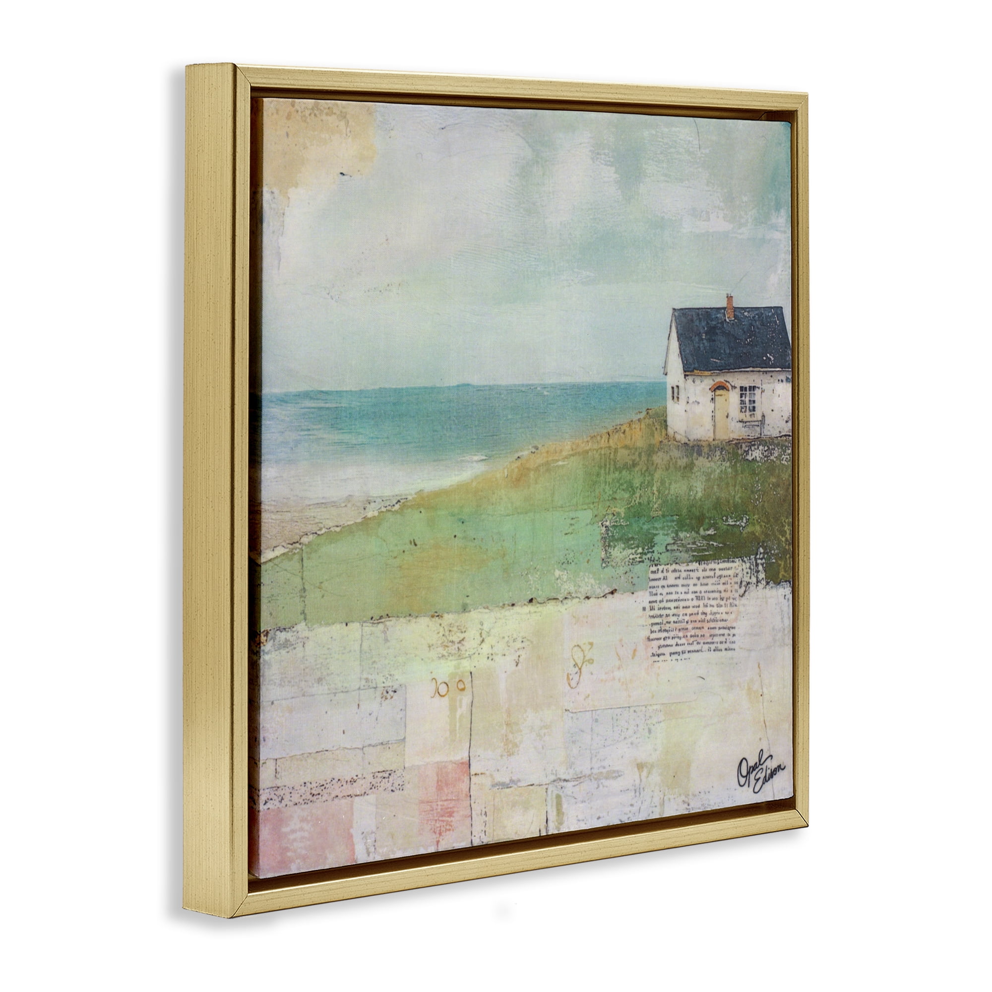 Stupell Industries Quiet Place By The Coast Gold Framed Floater Canvas Wall Art, design by Opal Edison