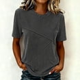 thumbnail image 2 of Women's Relaxed Fit Round Neck Short Sleeve Printed T Shirt Blouse Comfy Breathable Work Casual Daily Wear | CSEONE,Black L, 2 of 7
