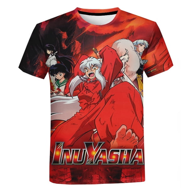 Camiseta Anime Primavera Verano Inuyasha Impreso 3D Hombres Mujeres Oversize Casual Streetwear Hip Hop Moda Unisex