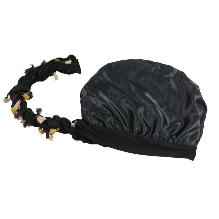 Satin Lined Pre-Tied Halo Turban Beanie Headwrap Durag Skull Cap with Braids Amazon.com: Superior Halo Turban Silk Satin Lined Head Wrap  main image 3