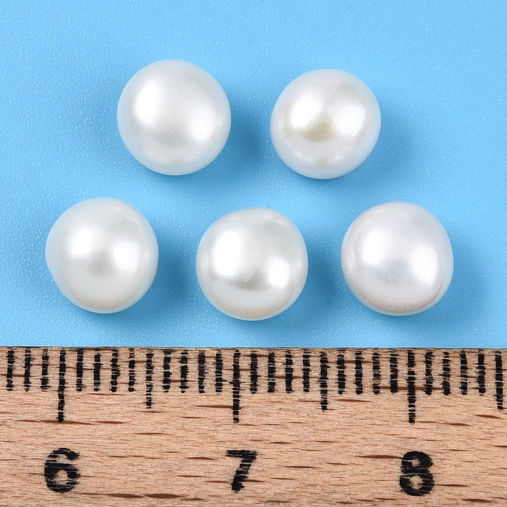 Grade 3A Natural Cultured Freshwater Pearl Beads Half Drilled Half Round Beads Creamy White 6.5~7x4.5~5mm Hole: 1~1.2mm