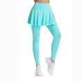 thumbnail image 4 of Huresd Women's Skirted Leggings Capri Skirt with Pockets Tummy Control Yoga Active Tights Pants Golf Tennis Workout Skort Light Blue XL, 4 of 6