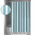 thumbnail image 4 of Aqua Striped Waterproof Fabric Shower Curtain, Modern Farmhouse Blue White Stripes Shower Curtain for Bathroom Curtains Bathtubs Hotel Washable Shower Curtains with 12 Hooks Small 36x78in, 4 of 6