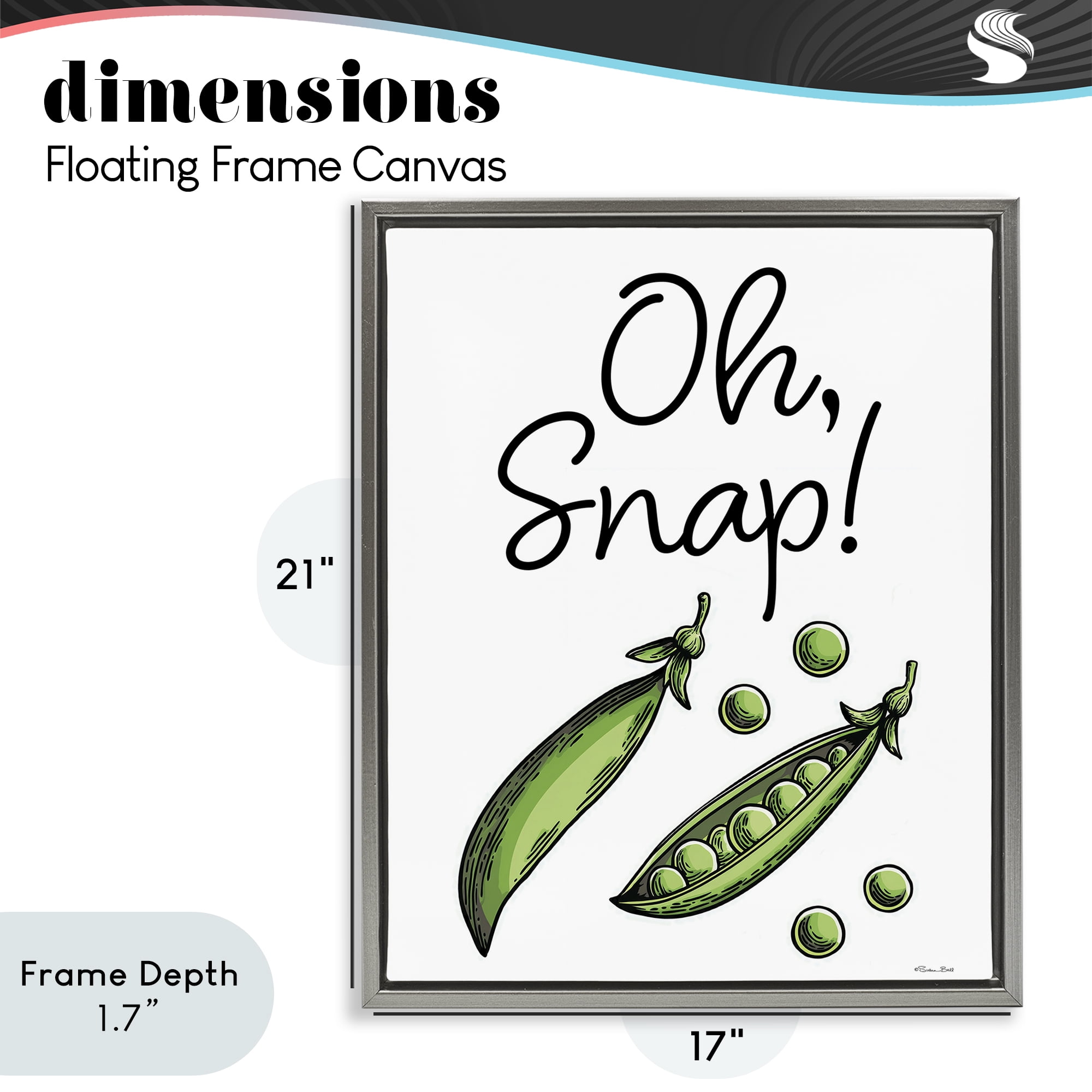 Stupell Industries Oh Snap Peas Gray Framed Floater Canvas Wall Art, design by Susan Ball