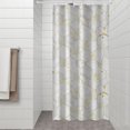 thumbnail image 2 of White Gold Leaf Hexagon Marble Pattern Shower Curtain 36"x72" ,Bathroom Decorative Shower Curtains Set with 12 Hooks,Modern Waterproof Washable Shower Curtain, 2 of 6