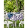 thumbnail image 4 of Outdoor Tablecloth with Umbrella Hole Zipper Coastal Palm Tree Round Tablecloth 54" Waterproof Outside Table Cloth Tropical Plants Botanical Vintage Purple Patio Table Cover Tablecloths for Picnic, 4 of 8