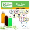 thumbnail image 2 of (10 PACK) 10oz Clear Empty Plastic Juice Bottles with Caps - Disposable Square Plastic Smoothie Bottles with Tamper Evident Lids, Bulk Reusable Bottles for Juice, Apple Cider, Lemonade, USA Made, 2 of 7