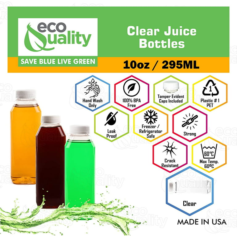 Empty Plastic Juice Bottles with Tamper Evident Caps Smoothie Bottles –  EcoQuality Store