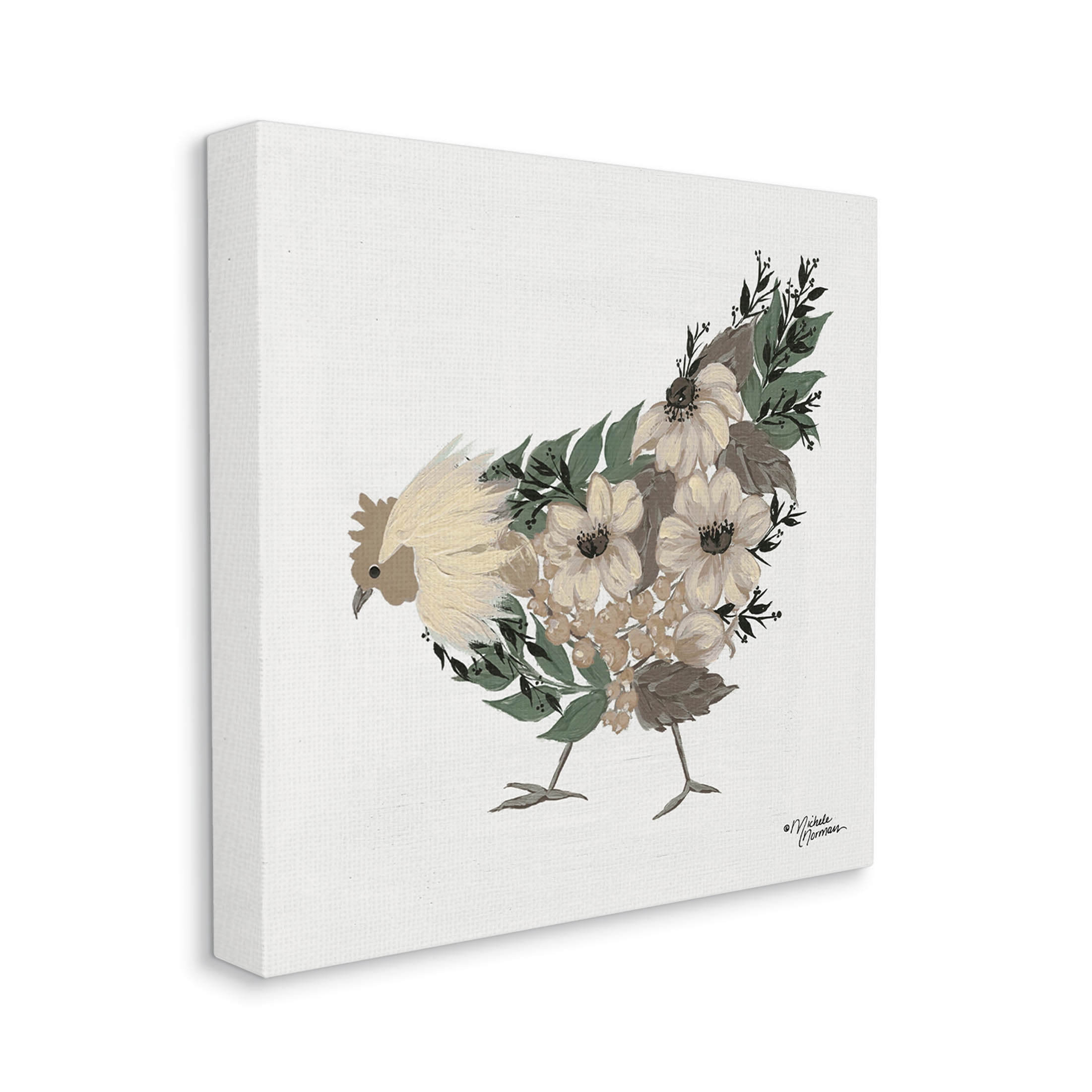 Stupell Industries Floral Design Chicken Farm Arrangement Painting Gallery Wrapped Canvas Print Wall Art, Design by Michele Norman