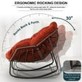 thumbnail image 4 of Outdoor Papasan Rocking Chair, Patio Oversized Wicker Egg Rocking Chair, Indoor & Outdoor Comfy Rocker Chair with Thick Cushion, Modern Lounge Chair for Front Porch, Garden, Backyard, Orange, 4 of 7