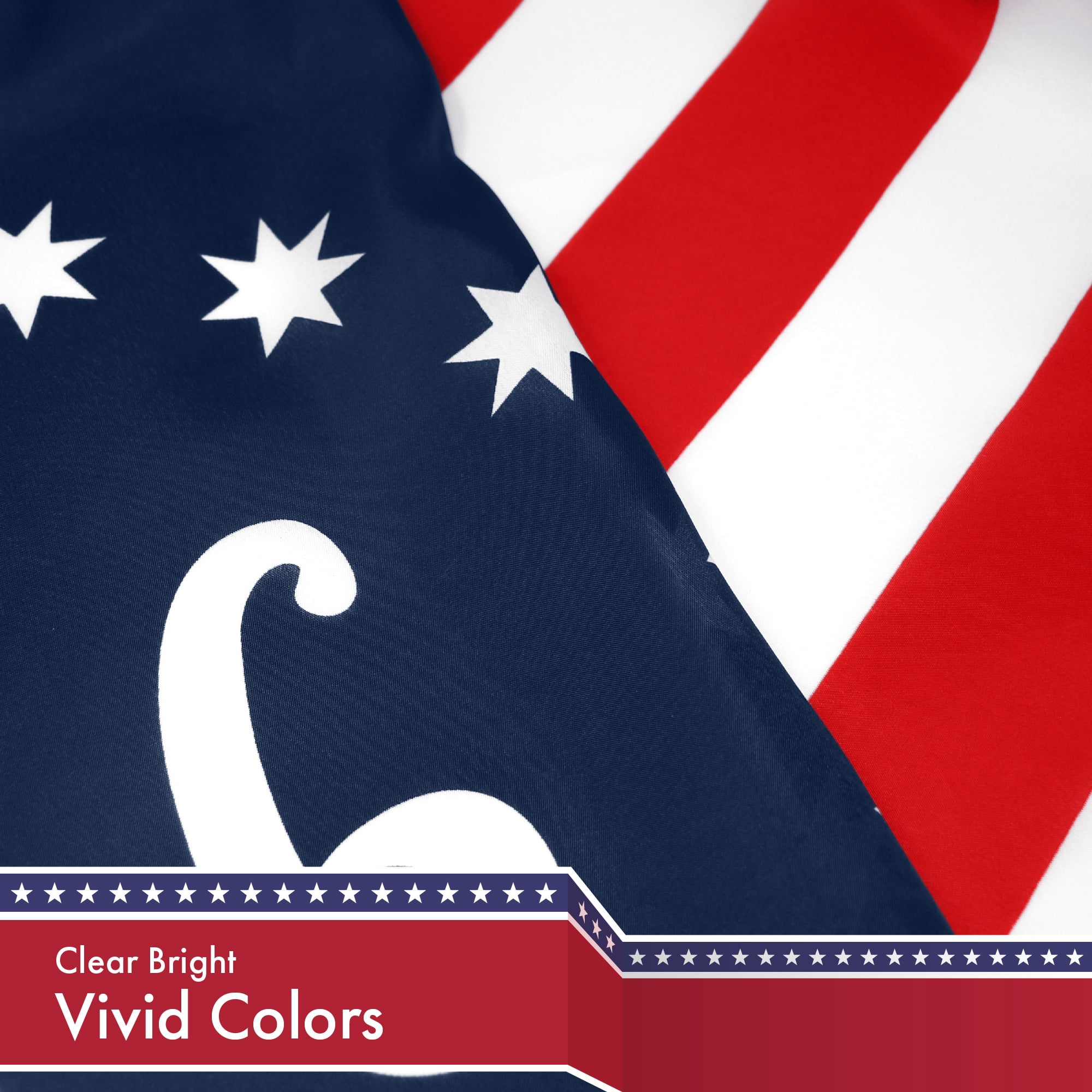 G128 Combo Pack: USA American Flag 3x5 Ft 150D Printed Stars & Bennington Flag 3x5 Ft 150D Printed
