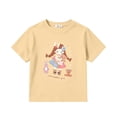 thumbnail image 4 of SGMVNU Girls T Shirts Casual Relaxed Fit Crew Neck Short Sleeve Cute Cartoon Girl Graphic Top Kids Summer Clothes, Size 10-11 Years, Light Yellow, 4 of 4